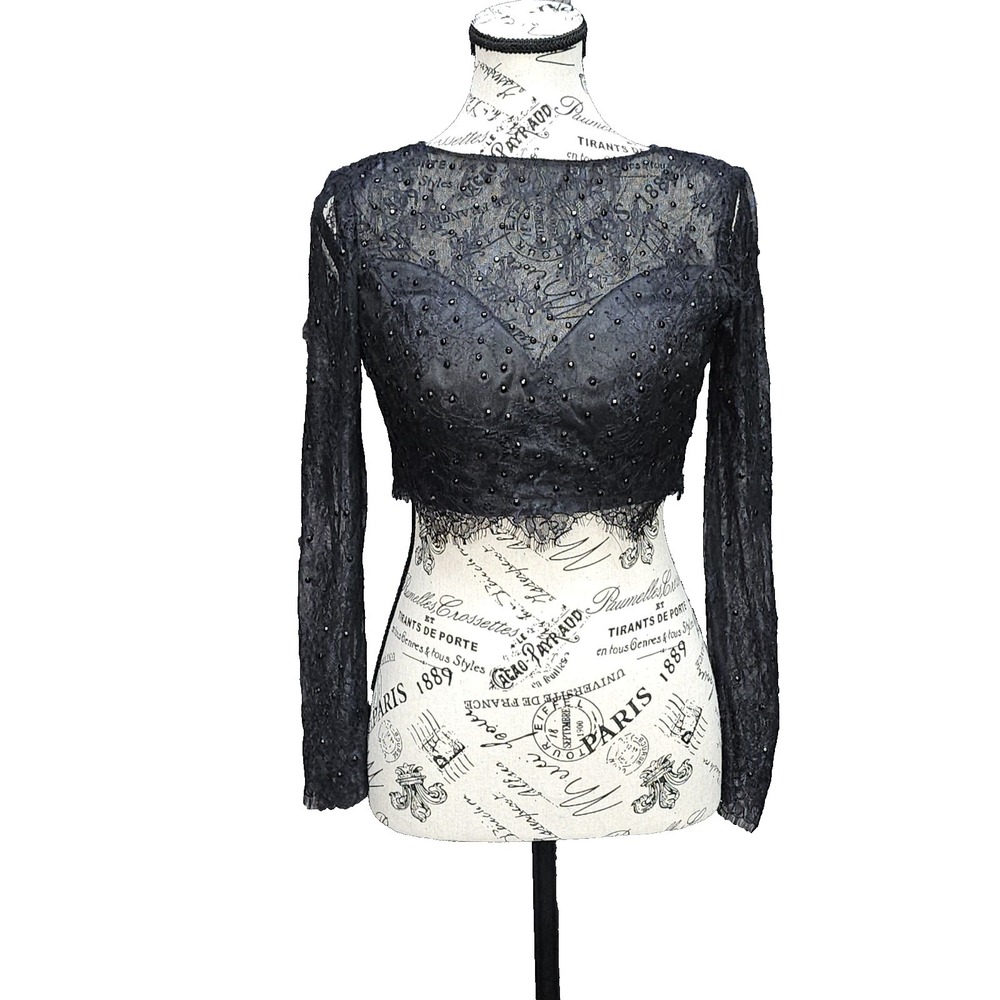 Lace Beaded Top Womens XS Sweetheart Bodice Goth Glam Whimsigoth Vamp Fairy READ